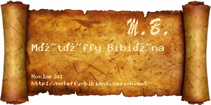 Mátéffy Bibiána névjegykártya
